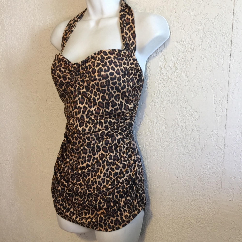 Leopard Halter Bathing Suit ~ Rockabilly Pinup ~ M